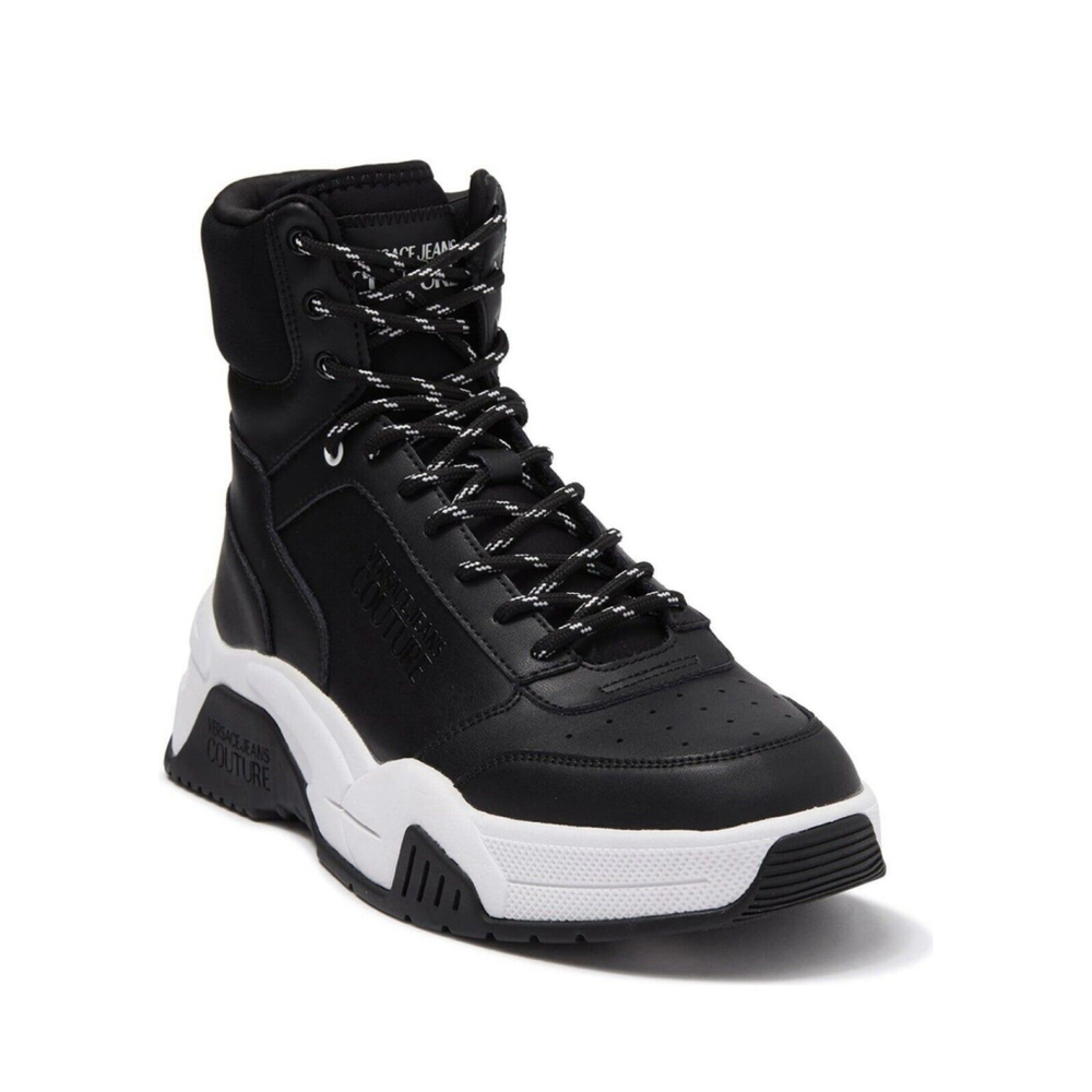Mens Versace Jeans Couture Sneakers High Top Leather Black NEW Size EU 40 US 7